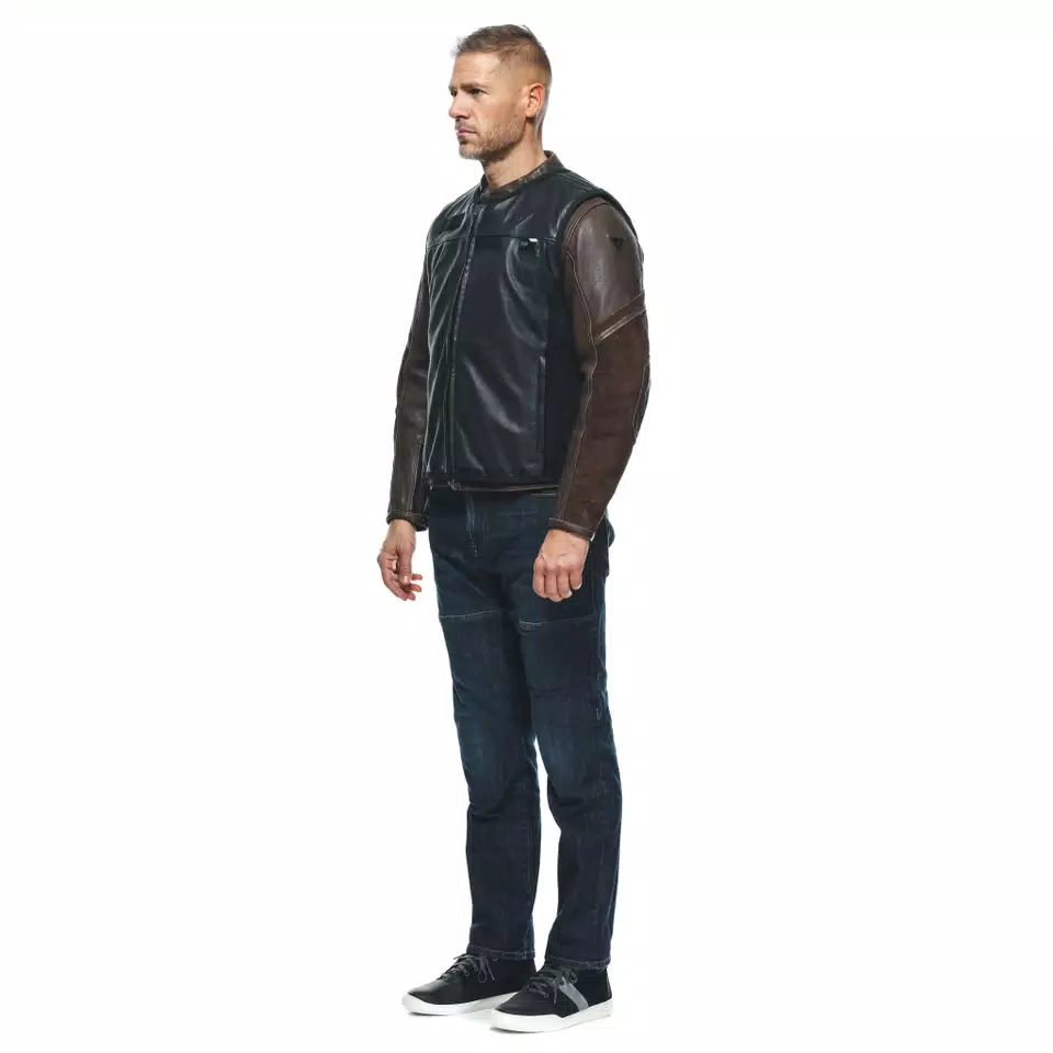 SMART JACKET LEATHER - MEN'S MOTORCYCLE LEATHER VEST WITH INTEGRATED AIRBAG - BLACK - 4