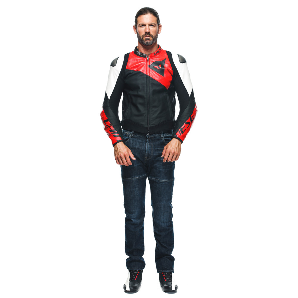 sportiva-leather-jacket-black-matt-lava-red-white image number 2