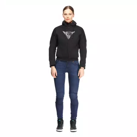 DAEMON-X - WOMEN'S MOTORCYCLE HOODIE FULL-ZIP - BLACK - 1