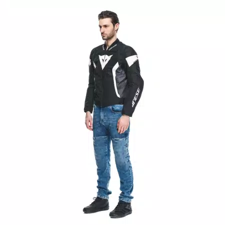 AVRO 5 TEX - MEN'S MOTORCYCLE JACKET IN FABRIC - BLACK/WHITE/BLACK - 4