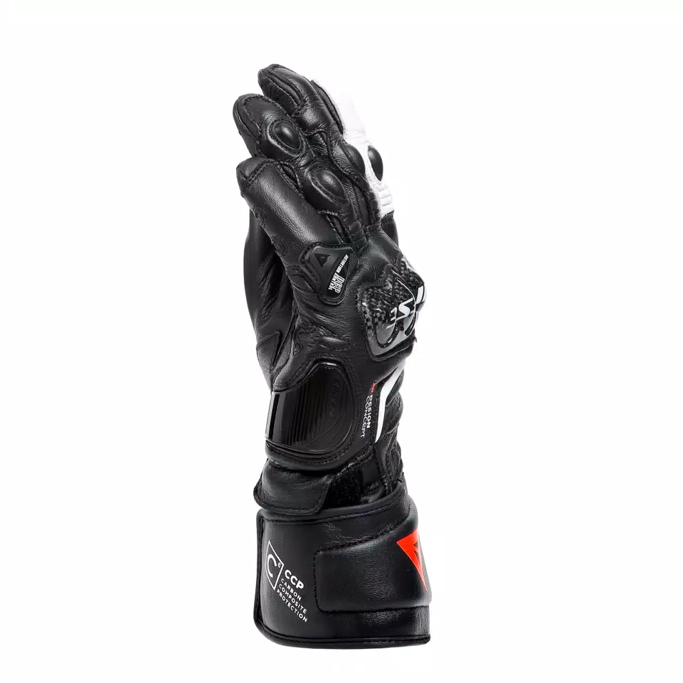 CARBON 4 LONG LADY LEATHER GLOVES | BLACK/BLACK/WHITE | Dainese