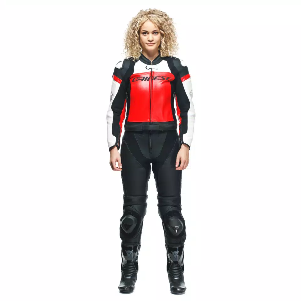 MIRAGE LADY LEATHER 2PCS SUIT BLACK LAVA RED WHITE Dainese