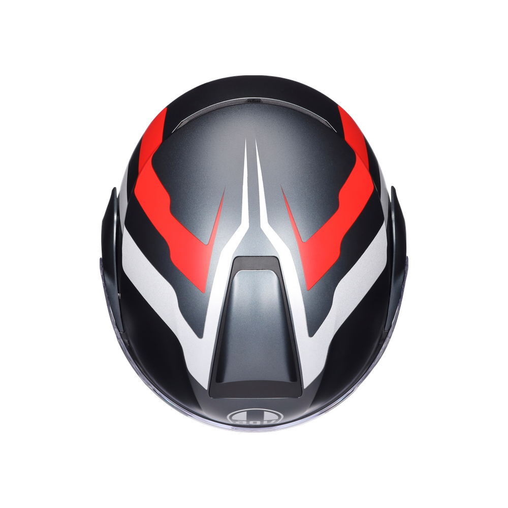 streetmodular-resia-matt-grey-silver-red-motorbike-flip-up-helmet-e2206 image number 6