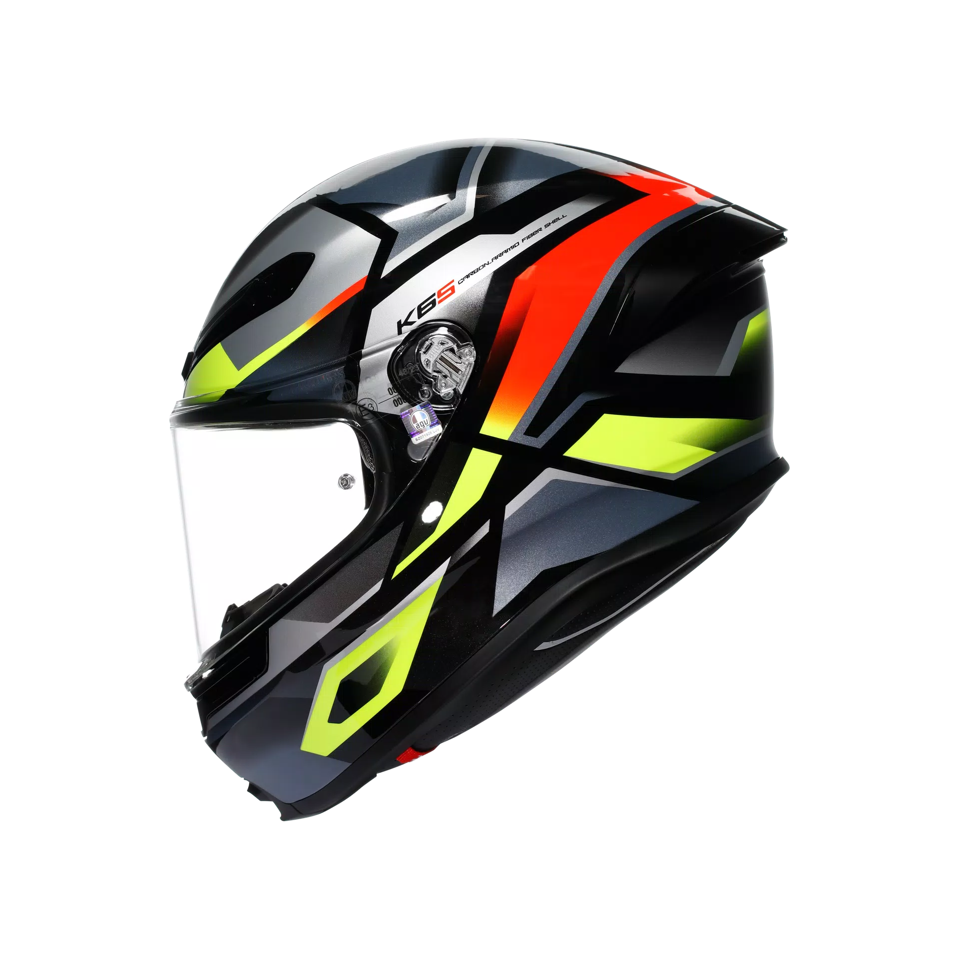 K6 S ERAZER BLACK/RED/YELLOW FLUO - MOTORBIKE FULL FACE HELMET DOT (E2206)
