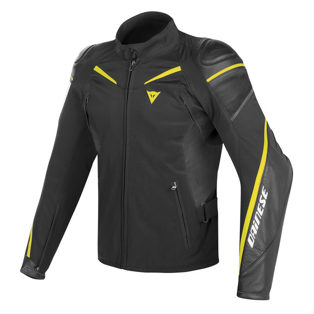 street-master-leather-tex-jacket-black-black-yellow-fluo image number 0