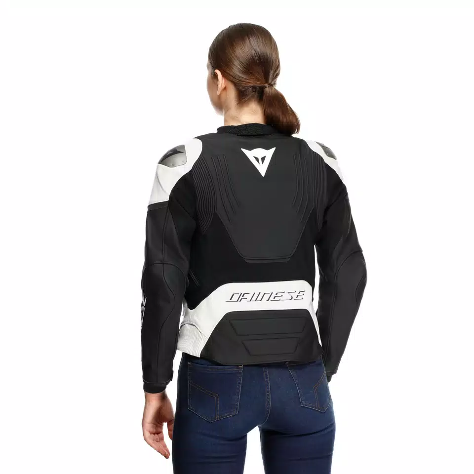 RACING 5 - WOMEN'S LEATHER MOTORCYCLE JACKET - BLACK/WHITE - 7