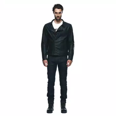 CHIODO - MEN'S MOTORCYCLE LEATHER JACKET - BLACK - 3