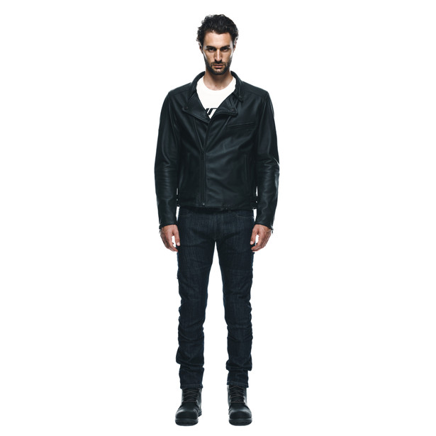 chiodo-giacca-moto-in-pelle-uomo-black image number 2