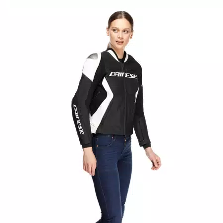 RACING 5 - CHAQUETA MOTO DE CUERO MUJER - BLACK/WHITE - 5