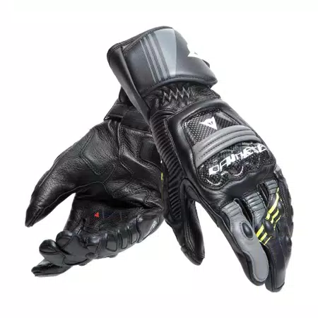 DRUID 4 LEATHER GLOVES - BLACK/CHARCOAL-GRAY/FLUO-YELLOW - 5