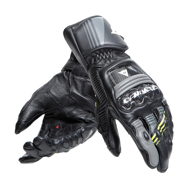 druid-4-guanti-moto-in-pelle-uomo-black-charcoal-gray-fluo-yellow image number 4