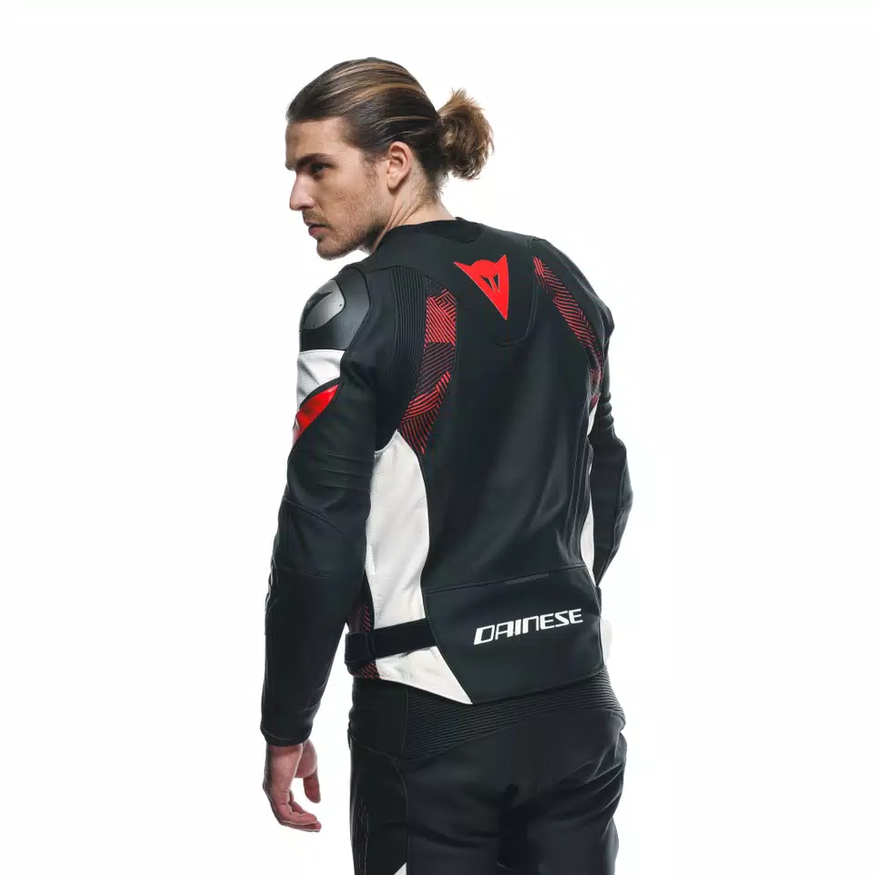 AVRO 5 CHAQUETA DE CUERO MOTO HOMBRE - BLACK/RED-LAVA/WHITE - 7