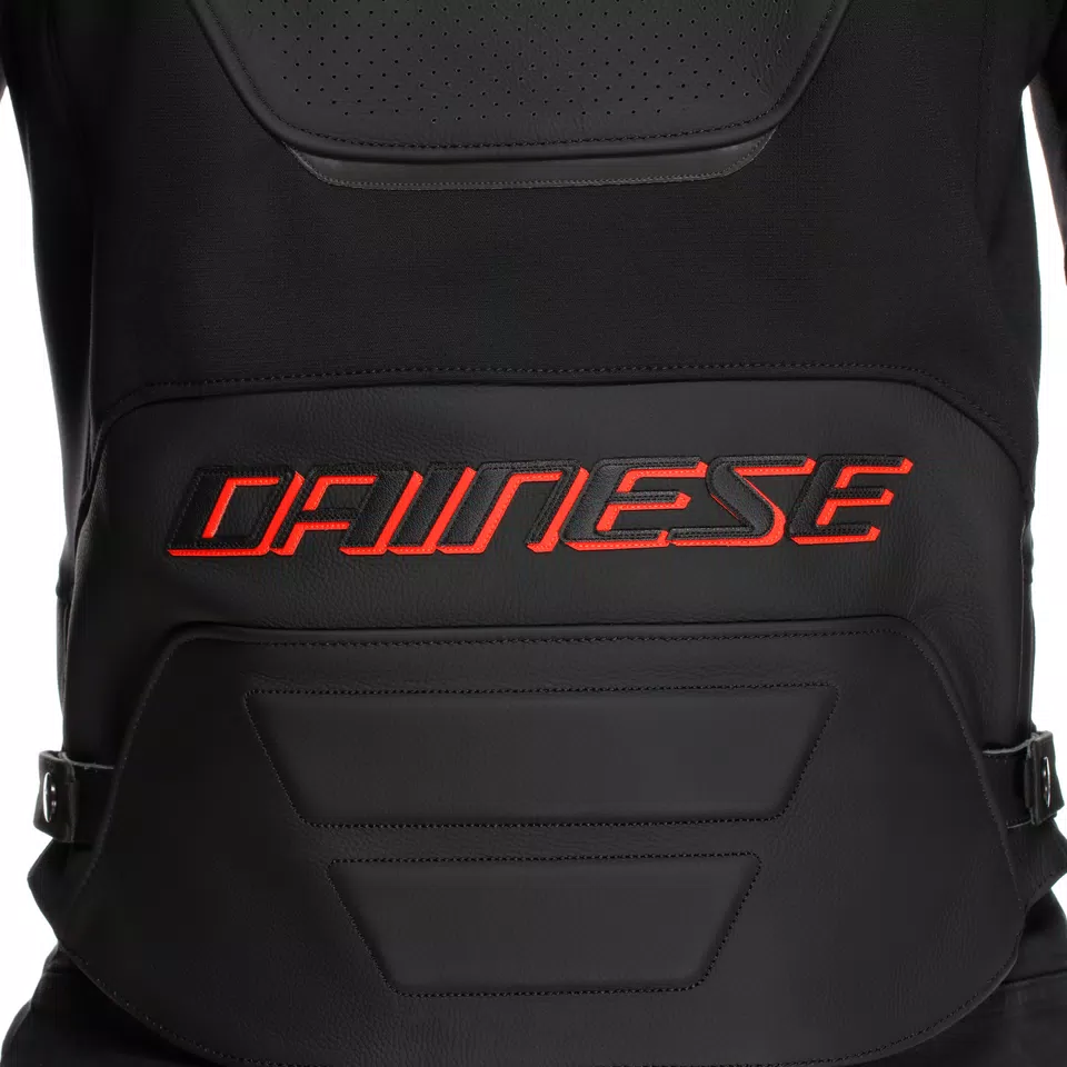 RACING 5 - MEN PERFORATED LEATHER MOTORCYCLE JACKET - BLACK/BLACK/RED-FLUO - 13