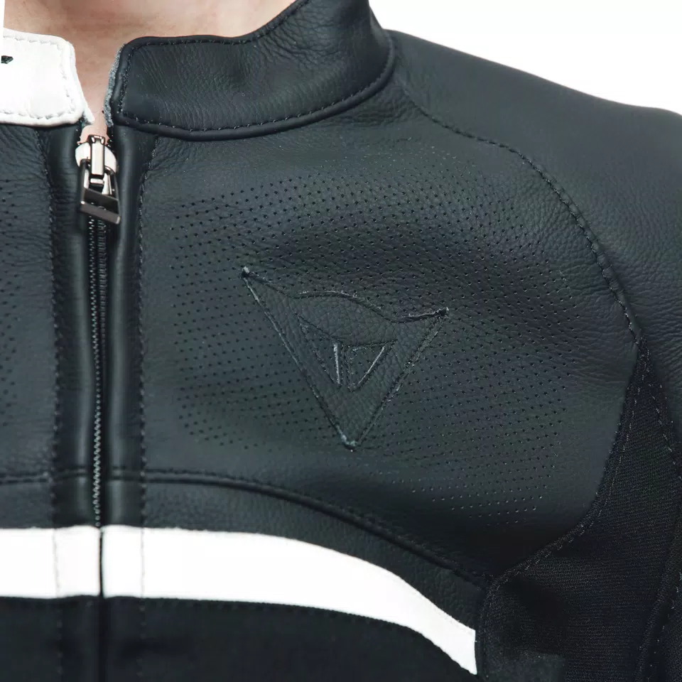RAPIDA LADY LEATHER JACKET PERF. - BLACK-MATT/BLACK-MATT/WHITE - 15