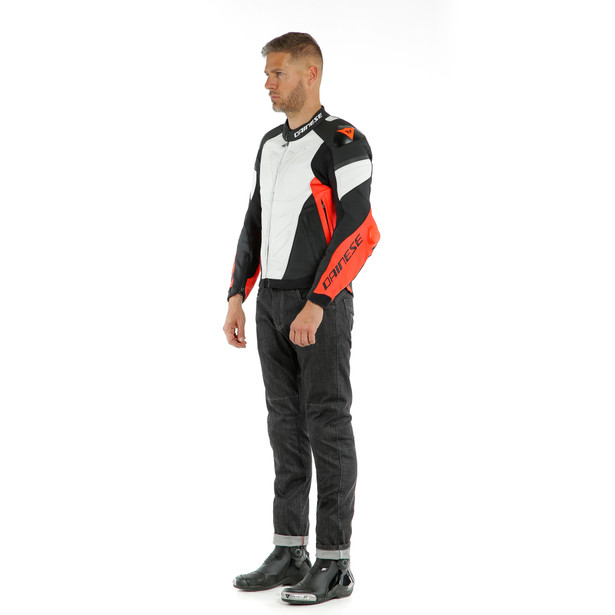 super-race-leather-jacket-white-fluo-red-black-matt image number 9