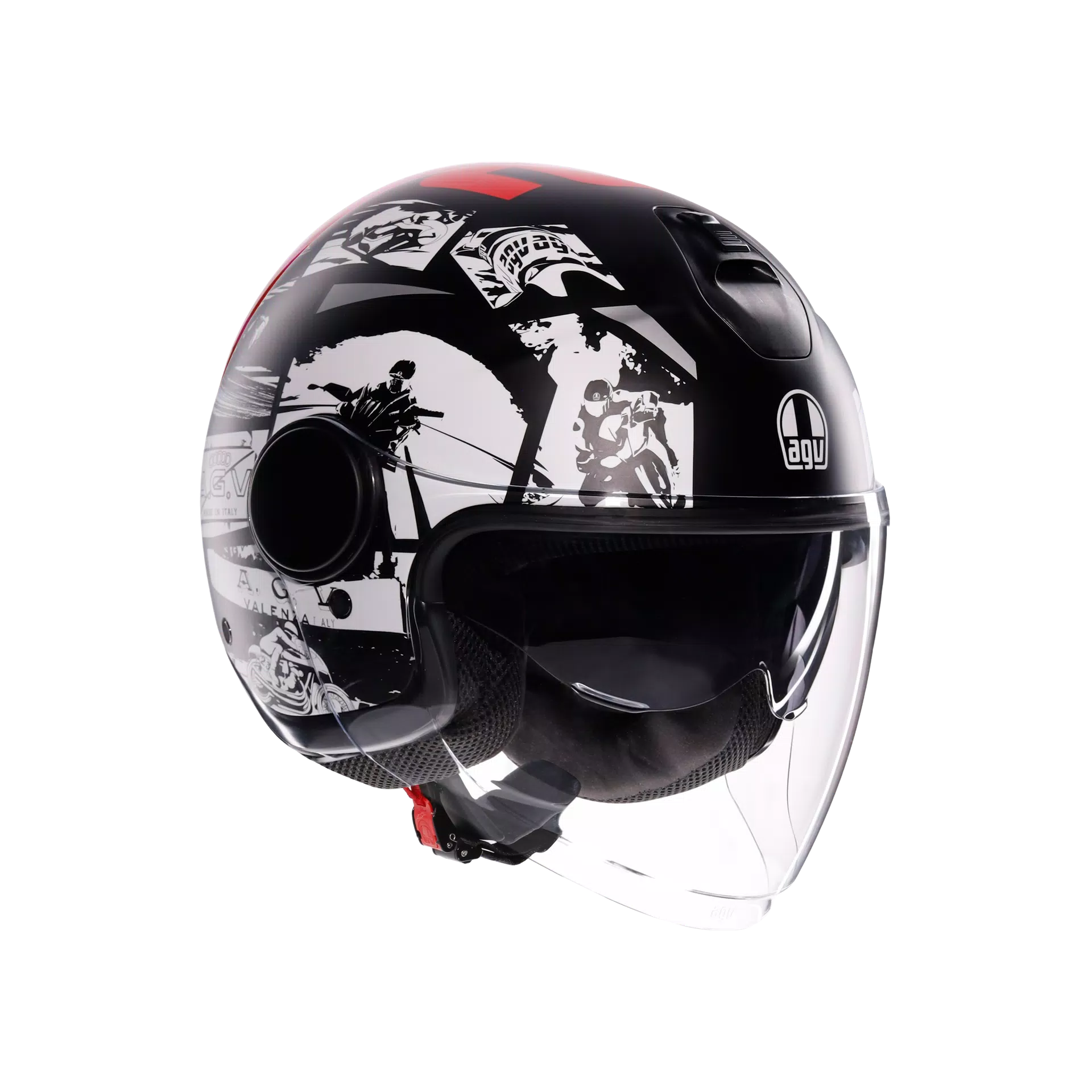 ETERES HISTORY MATT BLACK/WHITE/RED - MOTORRAD JET-HELM E2206