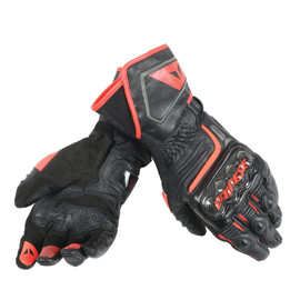 CARBON D1 LONG GLOVES BLACK/BLACK/FLUO-RED- Leder