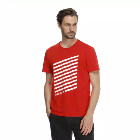 GEOMETRICA - MEN'S CREWNECK T-SHIRT - RED/WHITE STRIPES - 3