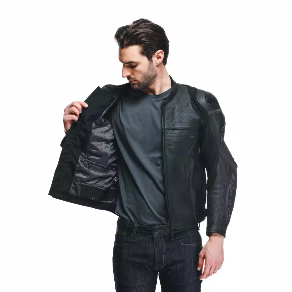 RACING 4 LEATHER JACKET PERF. - BLACK/BLACK/BLACK - 16