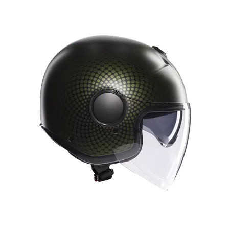 ETERES ANDORA MATT GREEN/BLACK - MOTORBIKE OPEN FACE HELMET E2206 -  - 3
