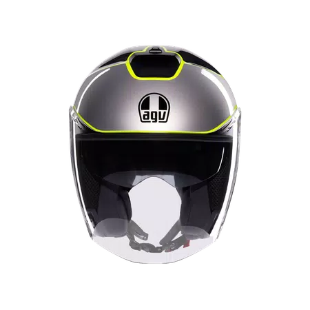 IRIDES DAVAO BLACK/GREY/YELLOW FLUO - MOTORBIKE OPEN FACE HELMET E2206 -  - 2