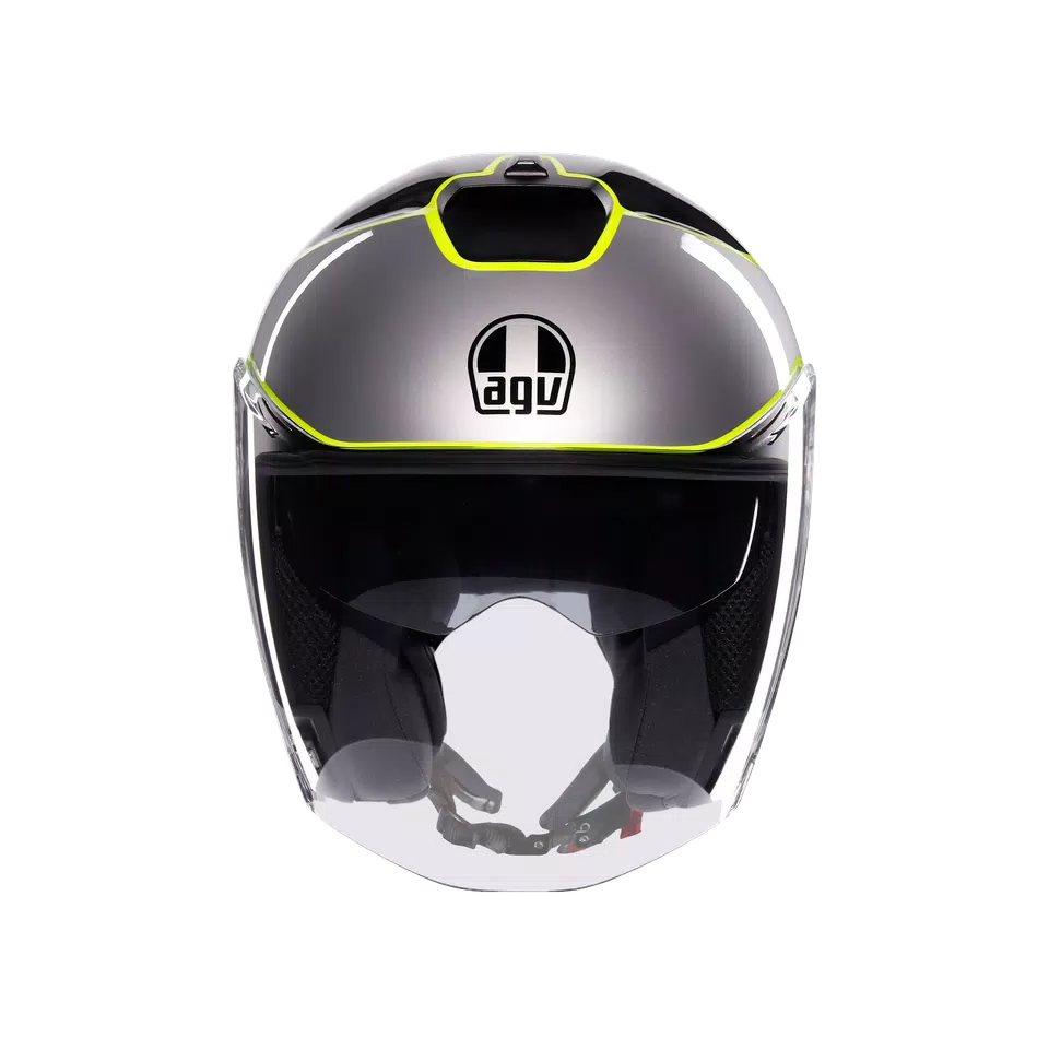 IRIDES DAVAO BLACK/GREY/YELLOW FLUO - MOTORBIKE OPEN FACE HELMET E2206 -  - 2