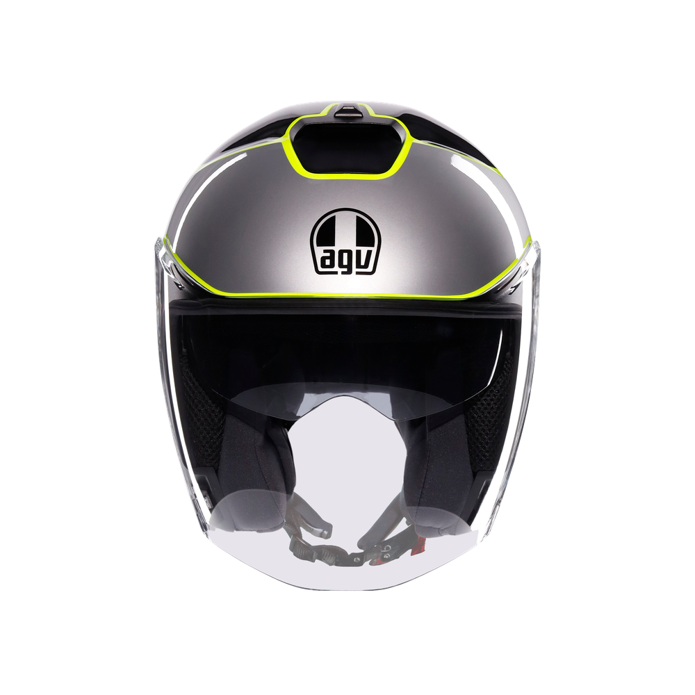 irides-davao-black-grey-yellow-fluo-motorbike-open-face-helmet-e2206 image number 1