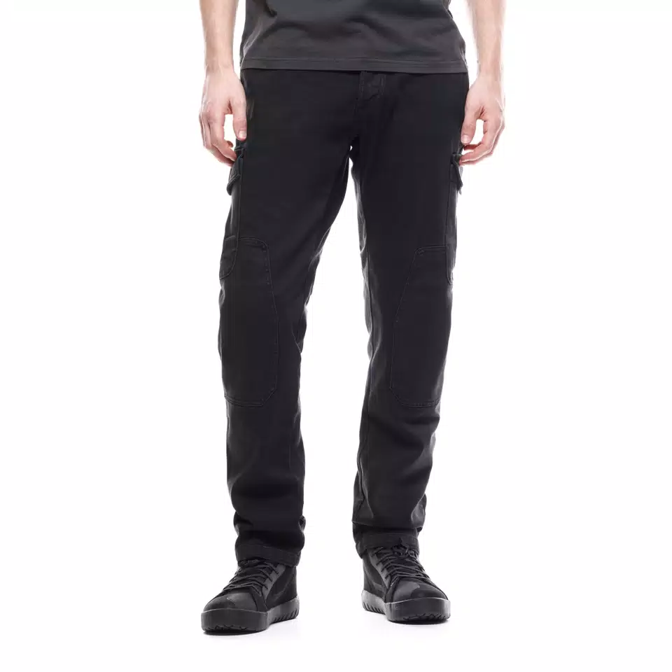 CARGO - MEN SLIM TAPERED MOTORCYCLE PANTS - BLACK - 3