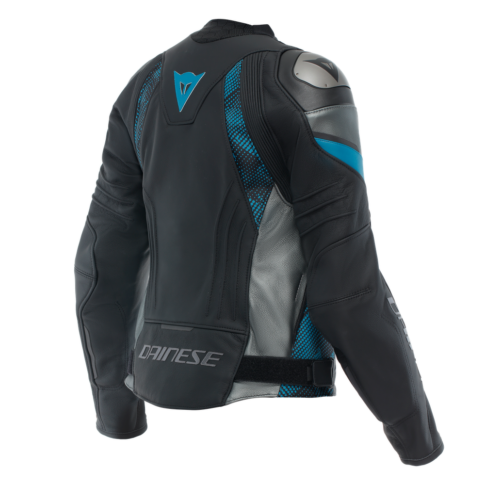 avro-5-giacca-moto-in-pelle-donna-black-teal-anthracite image number 1