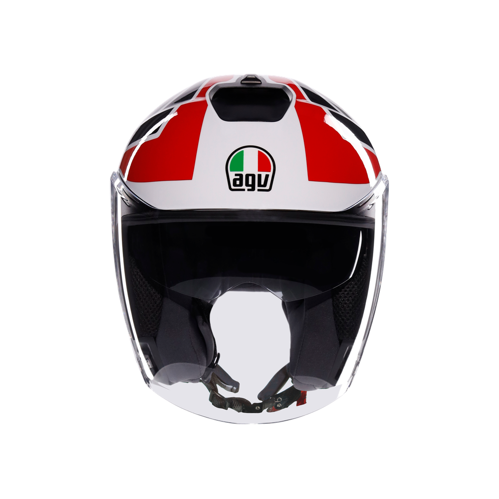 irides-tolosa-black-grey-red-motorbike-open-face-helmet-e2206 image number 1