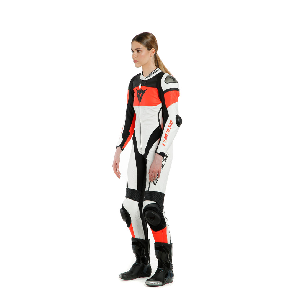 imatra-lady-leather-1pc-suit-perf-white-fluo-red-black image number 3