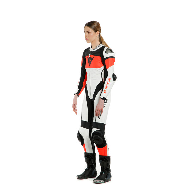 imatra-lady-leather-1pc-suit-perf-white-fluo-red-black image number 3