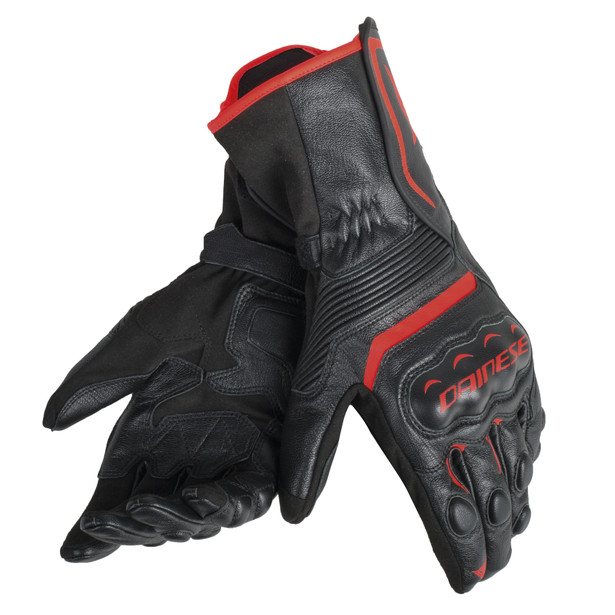 ASSEN GLOVES BLACK/BLACK/RED-FLUO- Leather