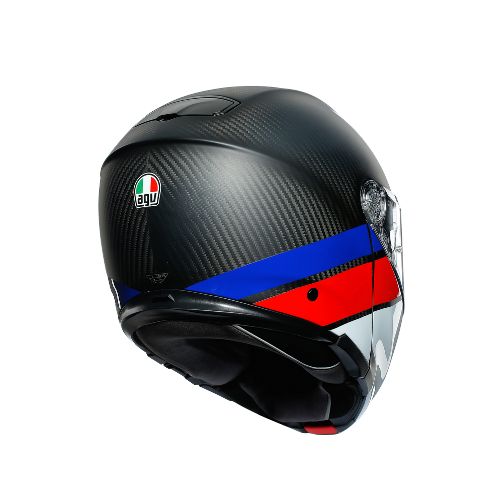 sportmodular-layer-carbon-red-blue-casque-moto-modulaire-e2205 image number 4