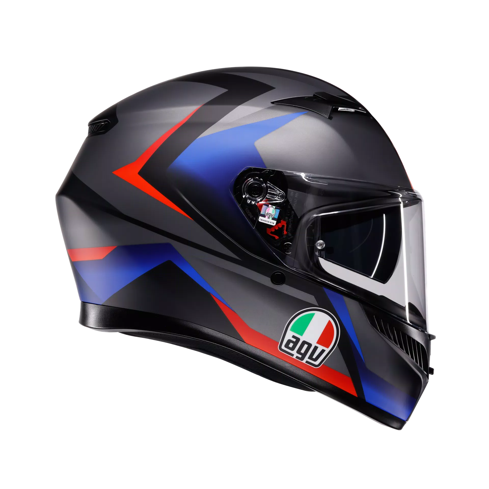 K3 STRIGA MATT BLACK/BLUE/RED - MOTORBIKE FULL FACE HELMET E2206