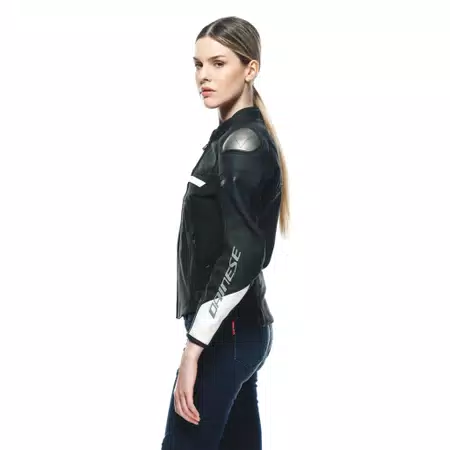 RAPIDA CHAQUETA DE CUERO MOTO MUJER - BLACK-MATT/BLACK-MATT/WHITE - 5