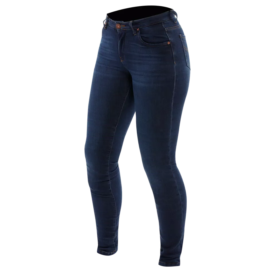 DENIM SKINNY WOMEN'S MOTORCYCLE PANTS - BLUE - 1