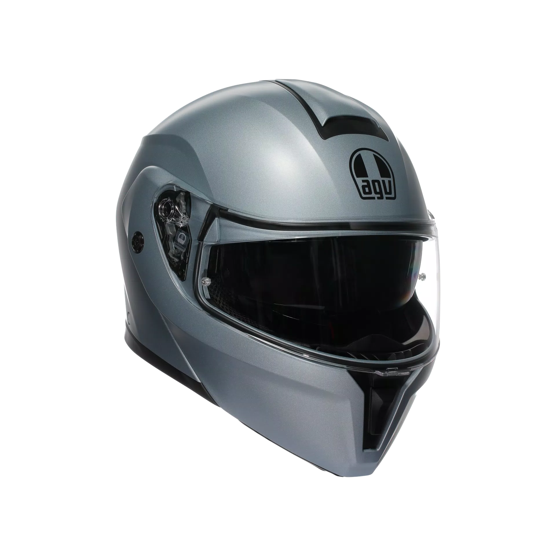 STREETMODULAR MONO MATT SILVER - MOTORBIKE FLIP UP HELMET E2206