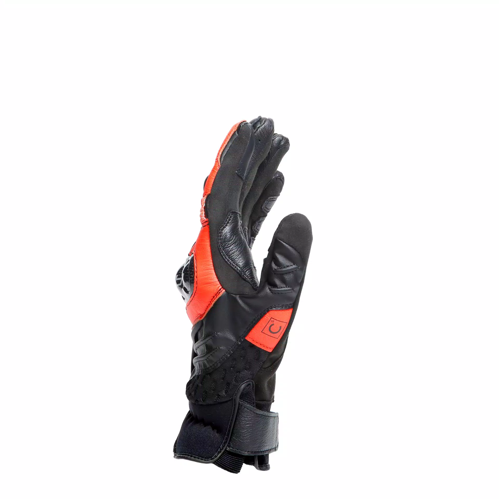 CARBON 4 - MEN'S MOTORCYCLE SHORT LEATHER GLOVES | BLACK/FLUO-RED
