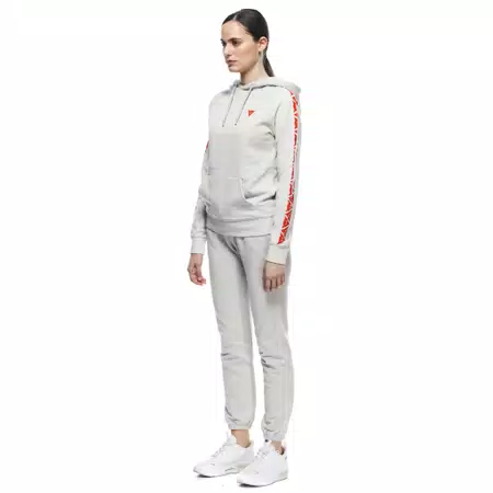 DAINESE STRIPES - WOMEN'S HOODIE - LIGHT-GRAY/FLUO-RED - 4