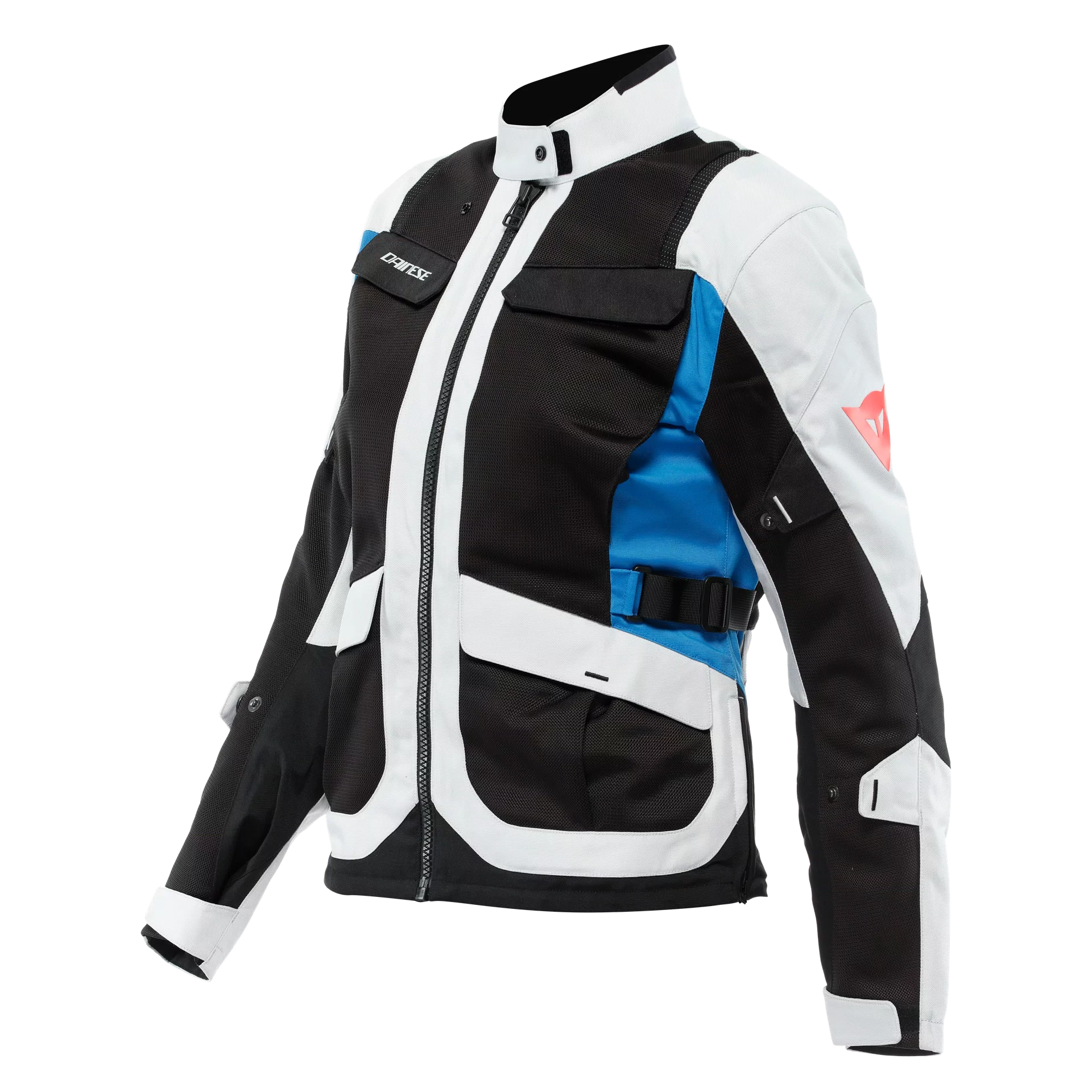 DESERT TEX WOMEN S TOURING SUMMER MOTORCYCLE JACKET IN FABRIC GLACIER GRAY BLACK PERFORMANCE BLUE Dainese