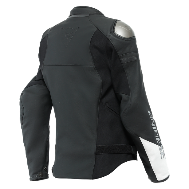 rapida-giacca-moto-in-pelle-donna-black-matt-black-matt-white image number 1