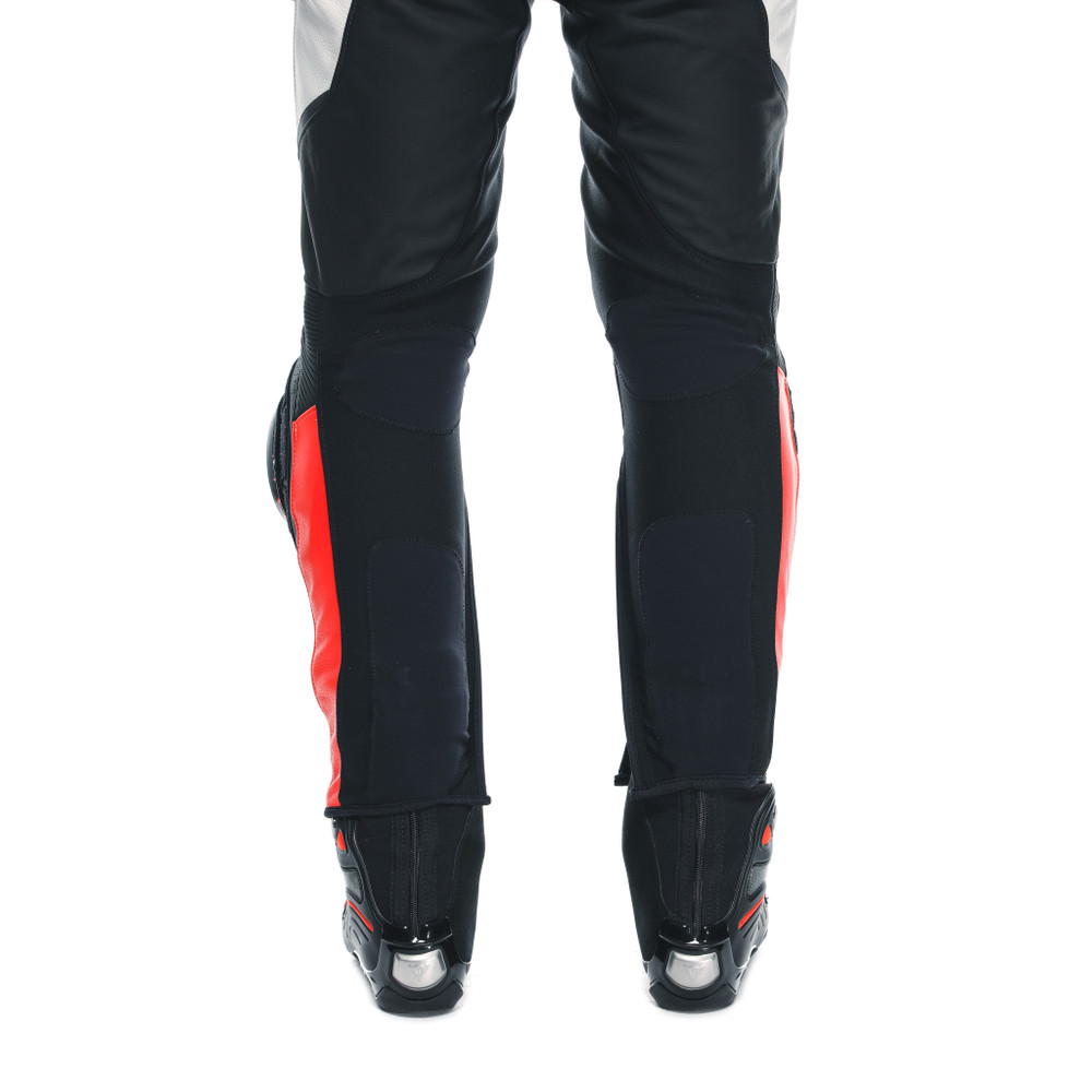 super-speed-men-leather-motorcycle-pants-black-white-red-fluo image number 11