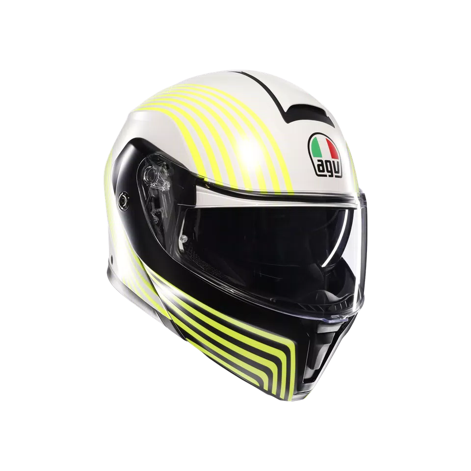 STREETMODULAR ISEO MATT WHITE/BLACK/YEL FLUO - MOTORBIKE FLIP UP HELMET E2206 -  - 1