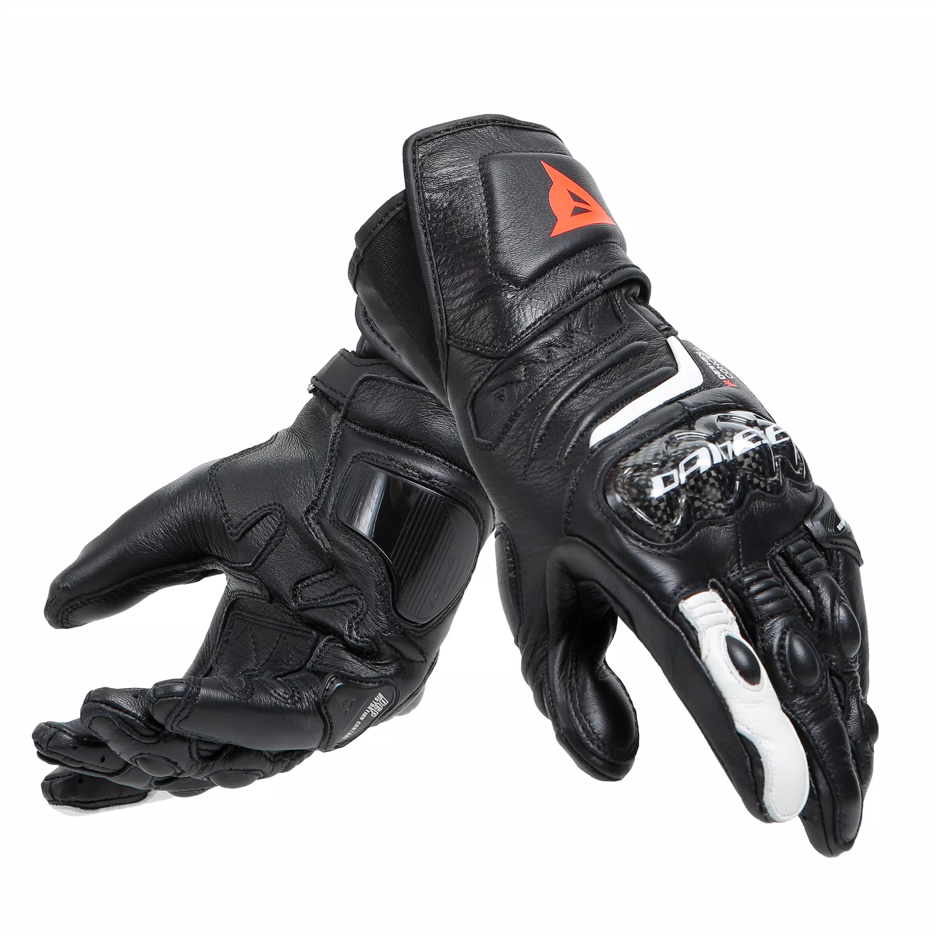 CARBON 4 LONG LADY LEATHER GLOVES | BLACK/BLACK/WHITE | Dainese