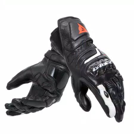 CARBON 4 - WOMEN'S MOTORCYCLE LONG LEATHER GLOVES - BLACK/BLACK/WHITE - 5