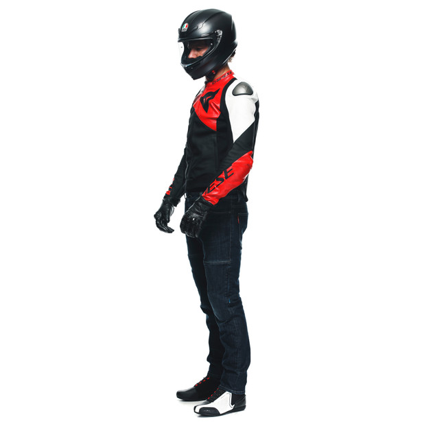 sportiva-giacca-moto-in-pelle-uomo-black-matt-lava-red-white image number 15