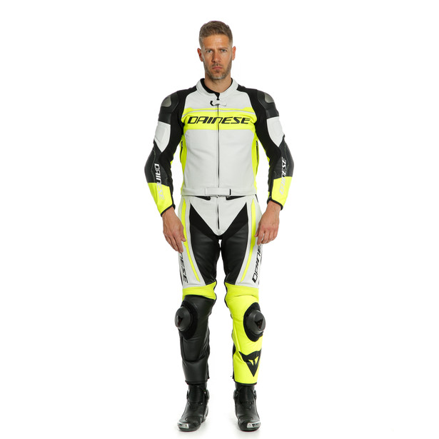 mistel-2pcs-leather-suit-white-fluo-yellow-black image number 2