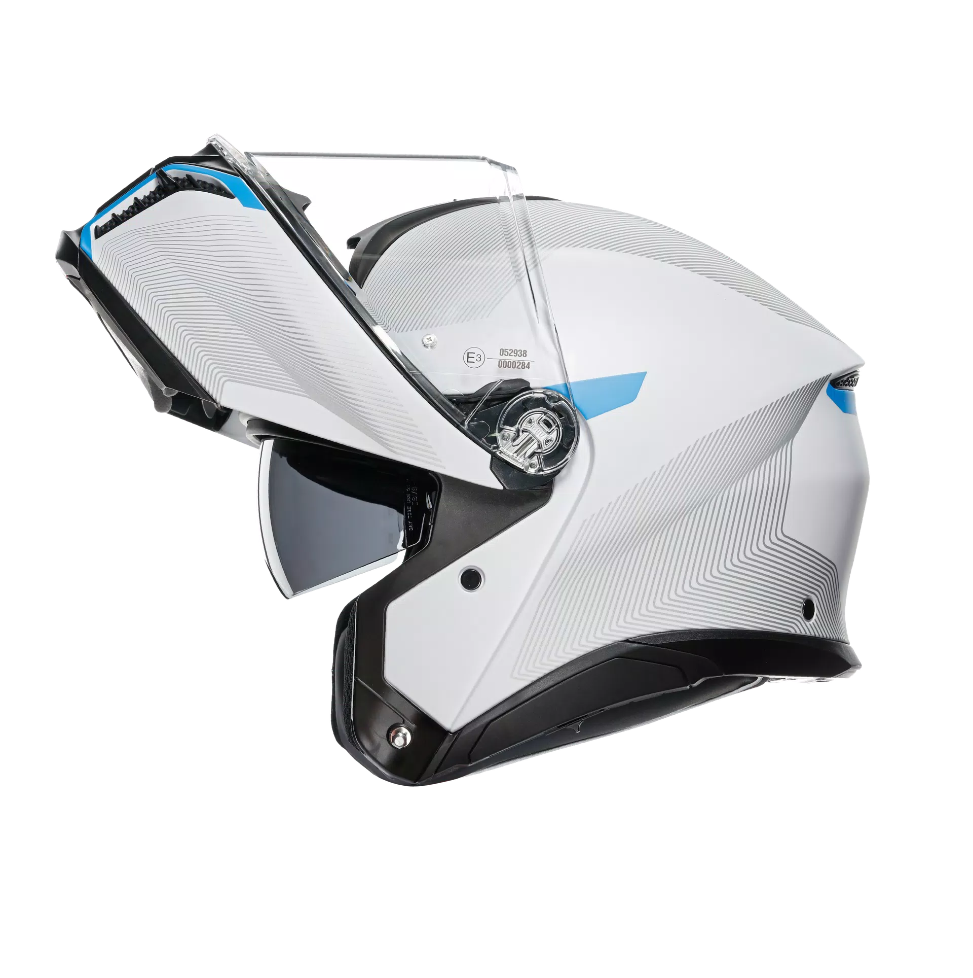TOURMODULAR FREQUENCY LIGHT GREY/BLUE - MOTORBIKE FLIP UP HELMET E2206