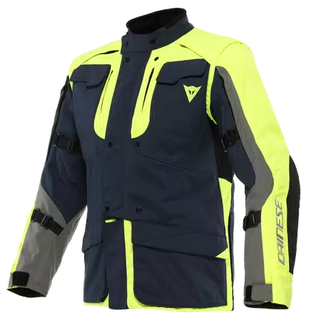 ALLIGATOR TEX - MEN'S MOTORCYCLE JACKET IN FABRIC - BLACK-IRIS/FLUO-YELLOW/CHARCOAL-GRAY - 1